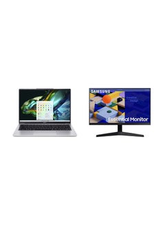 أيسر Aspire Lite AL14 Laptop With 14 Inch WUXGA (1920x1200) Display IPS, Core i3-N300 Processor/8GB RAM DDR5/512GB SSD/Intel UHD Graphics/DOS(Without Windows)+ Free Samsung
24 Inch IPS FHD Essential Monitor With 75Hz 5ms English/Arabic Silver  - Image 1