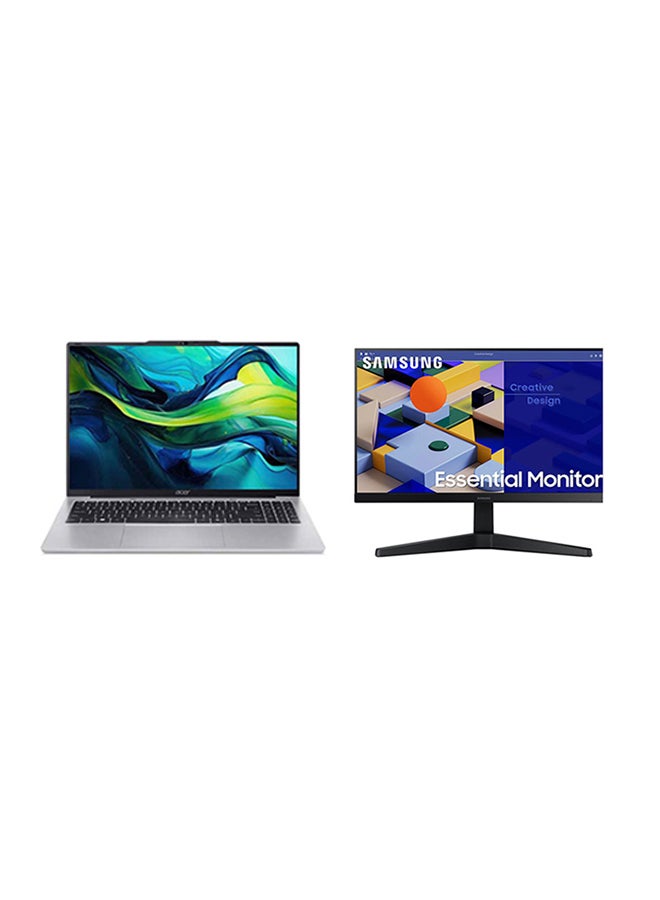 أيسر Aspire Lite AL16 Laptop With 16 Inch WUXGA(1920x1200) Display IPS,Core i5-1335U Processor/16GB RAM DDR5/512GB SSD/Intel UHD Graphics/DOS(Without Windows)+Free Samsung 22 Inch IPS FHD Essential Monitor With 75hz English/Arabic Silver  - Image 1