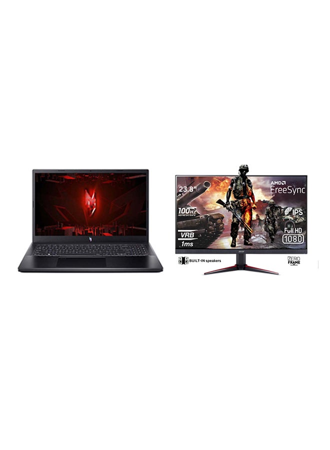 Acer Nitro 5 AN515 Gaming Laptop With With 15.6 Inch Full HD (1920x1080) Display, Core i5 13420H Processor/8GB RAM/512GB SSD/4GB Nvidia GeForce GTX 2050 Graphics/ No DVD/DOS(Without Windows) + Free Acer Nitro 23.8 Inch Gaming Monitor with 100Hz 1ms English/Arabic Black  - Image 1