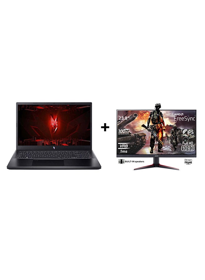 أيسر Nitro 5 AN515 Gaming Laptop With With 15.6 Inch Full HD (1920x1080) Display, Core i5 13420H Processor/8GB RAM/512GB SSD/4GB Nvidia GeForce GTX 2050 Graphics/ No DVD/DOS(Without Windows) + Free Acer Nitro 23.8 Inch Gaming Monitor with 100Hz 1ms English/Arabic Black - Image 1