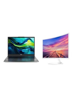 أيسر Aspire Go 15 Laptop With 15.3 Inch WUXGA(1920x1200) Display IPS,Core i7-1355U Processor/16GB RAM DDR5/ 512GB SSD/Intel UHD Graphics/DOS(Without Windows) +Free Samsung 27 Inch Curve Monitor With 60Hz 4ms English/Arabic Grey  - Image 1