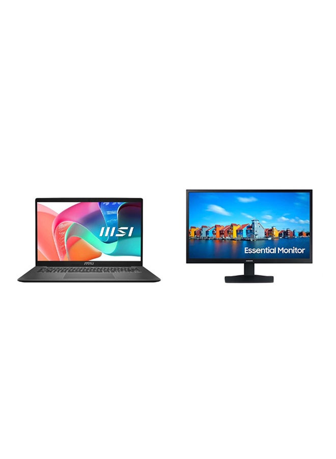 MSI - Modern 14 Laptop With 14 Inch Full HD (1920X1080) Display IPS,Core i7 1355U Processor/16GB RAM DDR4/512GB SSD/Intel Iris Xe Graphics/ Windows 11+Free Samsung  24 Inch Flat Monitor With 60Hz 5ms English/Arabic Platinum Gray - Image 1
