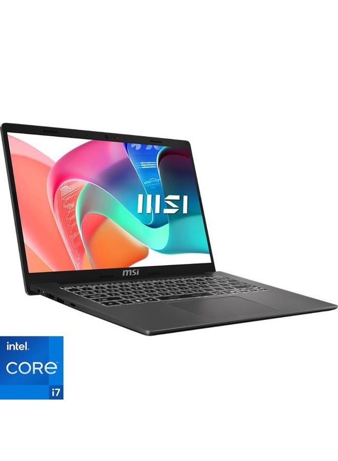 MSI - Modern 14 Laptop With 14 Inch Full HD (1920X1080) Display IPS,Core i7 1355U Processor/16GB RAM DDR4/512GB SSD/Intel Iris Xe Graphics/ Windows 11+Free Samsung  24 Inch Flat Monitor With 60Hz 5ms English/Arabic Platinum Gray - Image 1