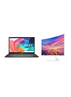 Modern 14 Laptop With 14 Inch Full HD (1920X1080) Display IPS,Core i7 1355U Processor/16GB RAM DDR4/512GB SSD/Intel Iris Xe Graphics/ Windows 11+ Free Samsung 27 Inch Curve Monitor With 60Hz 4ms English/Arabic Platinum Gray