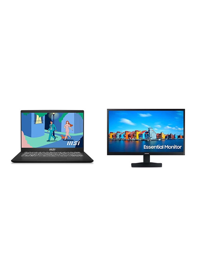 MSI - Modern Laptop With 14-inch Full HD (1920x1080) Display, Intel Core i5-1235U Processor/8GB RAM DDR4/512GB SSD/Windows 11 Home/Intel Iris Xe Graphics+Free Samsung  24 Inch Flat Monitor With 60Hz 5ms English/Arabic Black - Image 1