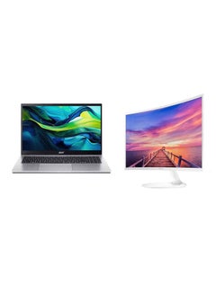 أيسر Aspire 3 Laptop With 15.6 Inch Full HD(1920X1080) Display, Intel Core i7-1255U Processor/8GB RAM DDR5/512GB SSD/Intel Iris Xe Graphics/DOS(Without Windows)+Free Samsung 27 Inch Curve Monitor With 60Hz 4ms English/Arabic Silver  - Image 1