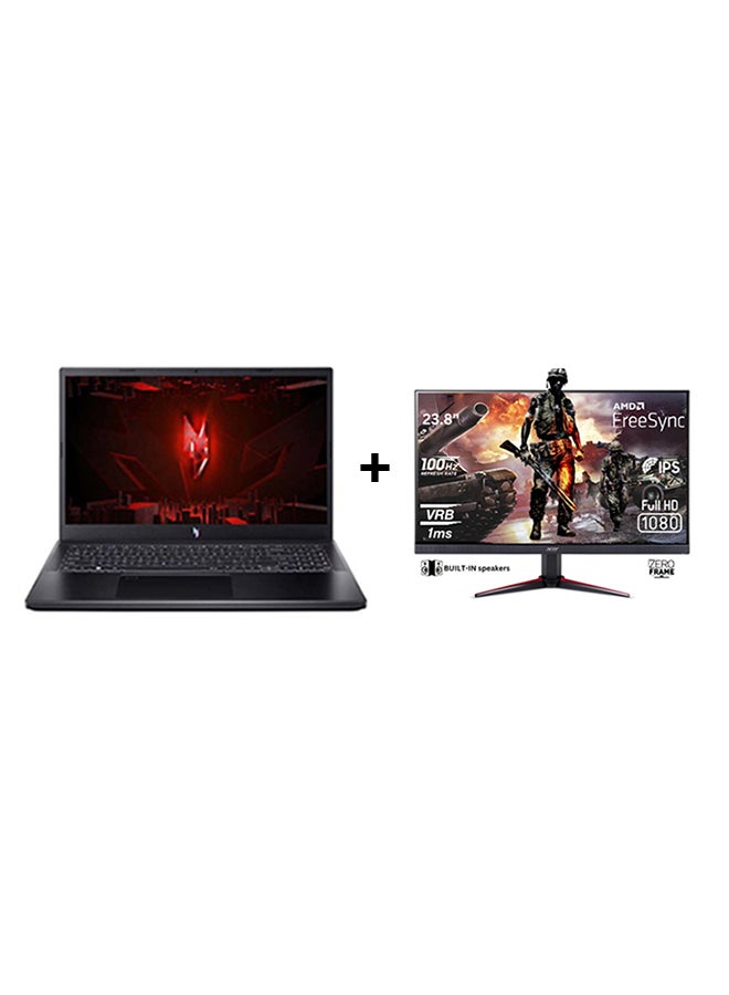 Acer Nitro V15 Gaming Laptop With 15.6 Inch Full HD(1920x1080) 144Hz Display IPS,Core i7-13620H Processor/16GB RAM DDR5/512 SSD/6GB Nivida Geforce RTX 4050 Graphics/ DOS(Without Windows) + Free Acer Nitro 23.8 Inch Gaming Monitor with 100Hz 1ms English/Arabic Black  - Image 1