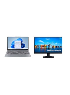 Ideapad Slim 3 Laptop With Full HD 15.6-Inch Display, Core i3-N305 Processor/8GB RAM/512GB SSD/Intel UHD Graphics/DOS(Without Windows) +Free Samsung  24 Inch Flat Monitor With 60Hz and 5ms English/Arabic Arctic Grey