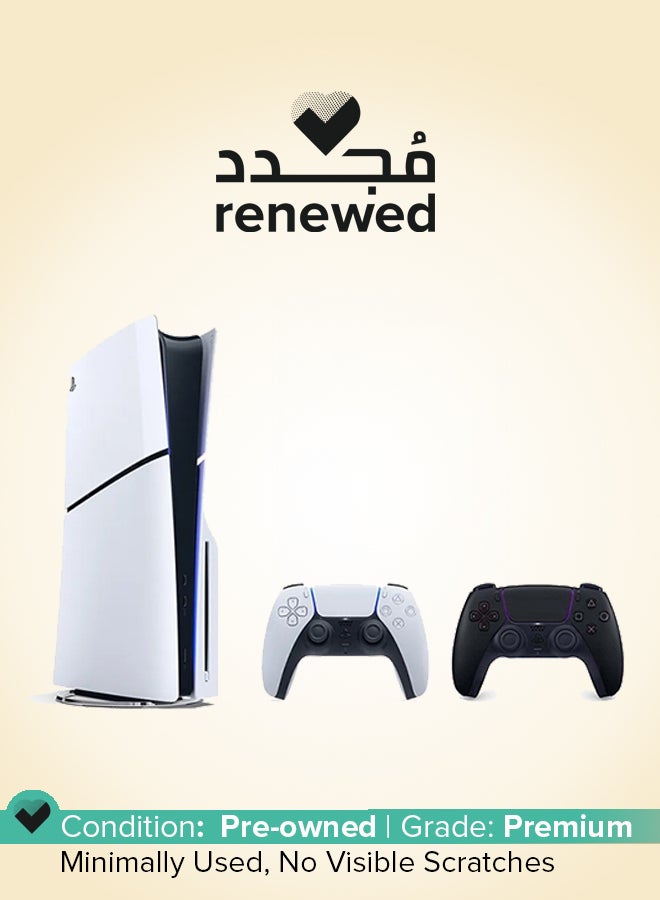 سوني Renewed - PlayStation 5 Slim Console Disc Version With Extra Black Controller  - Image 1