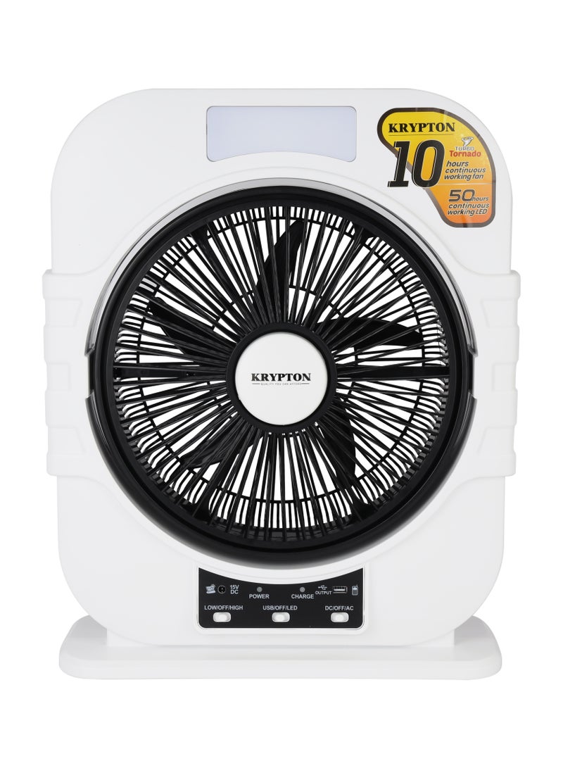 KRYPTON Rechargeable 12" Box Fan – KNF6580 | 5-Leaf Blade, LED Night Light, Solar Input, USB Output, 10-Hour Runtime, High-Performance Motor, Compact & Portable KNF6580 Black  - Image 1