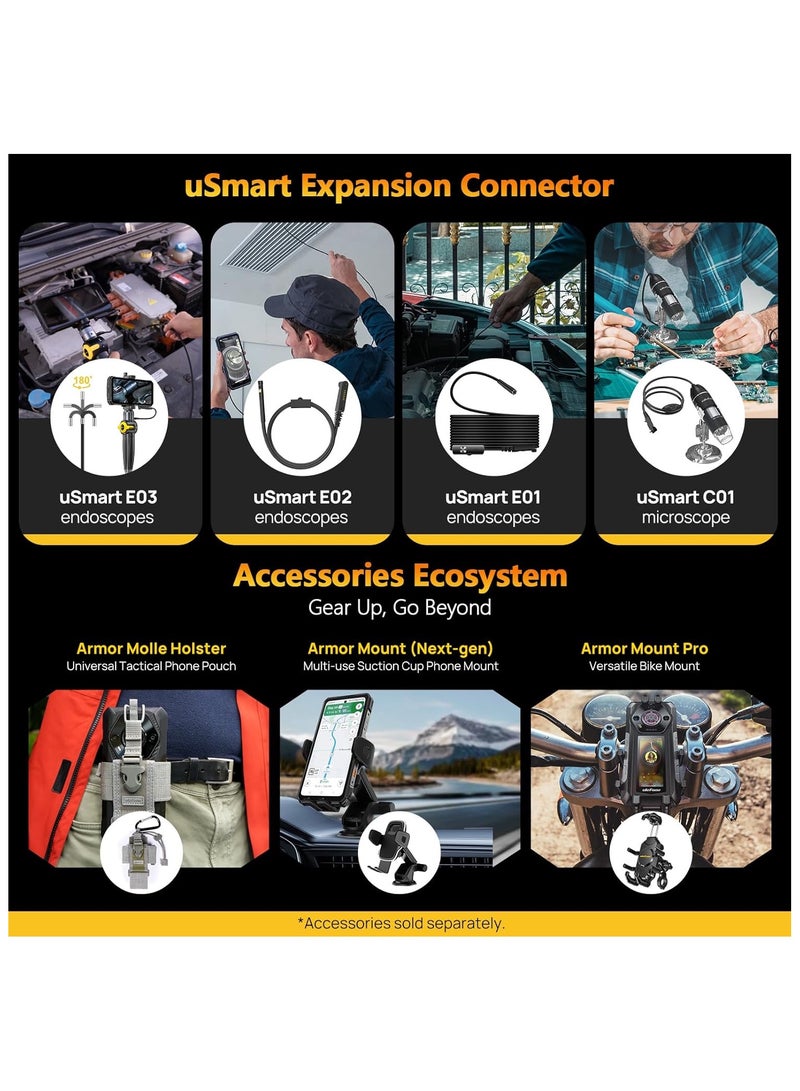 أوليفون Armor 30 Pro 5G Dual Screen Rugged Phone, 32GB+512GB, 6.95" FHD 120Hz + 3.4" Screen, 12800mAh 66W, 50MP+50MP+64MP+32MP, Infinite Halo, 118dB Speaker Android 14 Rugged Smartphone, WiFi 6E/NFC - Image 3