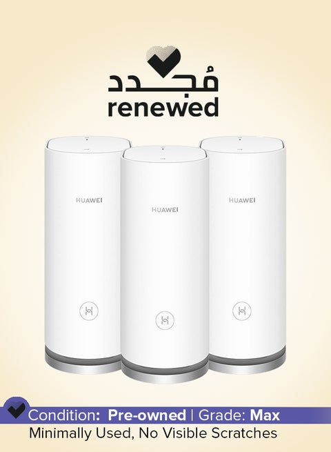 Renewed - WiFi Mesh 3 AX3000 - Whole Home Mesh WiFi System, Seamless & Speedy, Up to 3000Mbps, Connect 250+ Devices, Ultra-Fast Connection in Med-Large Homes – Pack of 3 / White