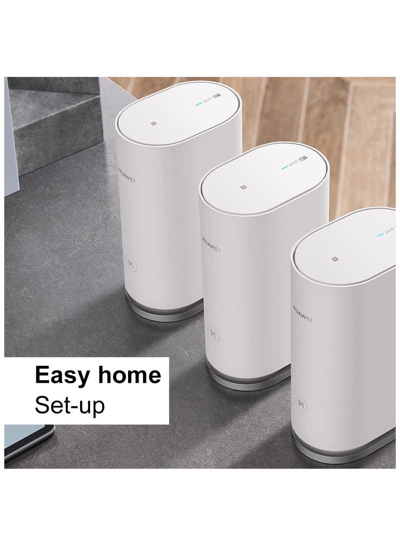 HUAWEI - Renewed - WiFi Mesh 3 AX3000 - Whole Home Mesh WiFi System, Seamless & Speedy, Up to 3000Mbps, Connect 250+ Devices, Ultra-Fast Connection in Med-Large Homes – Pack of 3 / White - Image 1