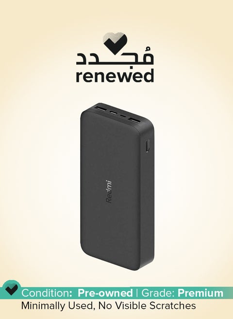 20000 mAh Renewed - High-Speed Charging Technology Power Bank 20000mAh 18 watt Black