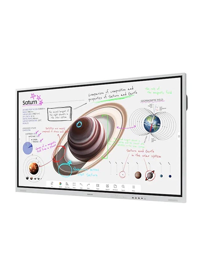 Samsung - Flip Pro WM85B 85-Inch 4K UHD Interactive Display – Infrared Multi-Touch (20 Points), Tizen 6.5 OS, Wi-Fi, Bluetooth, AirPlay 2, USB-C, HDMI, DisplayPort, 32GB Storage, OPS Slot, Antimicrobial Matte Screen, Landscape Orientation, 16/7 Operation, VESA 600x400, Built-in Screen Mirroring, Audio Out | LH85WMBWLGCXUE light gray - Image 1