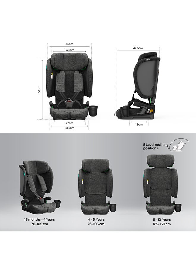 مون Folda Plus ECE R129 i-Size Foldable  Car Seat Dark Grey - Image 4
