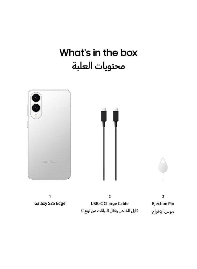 Samsung - Galaxy S25 Edge AI Phone Dual SIM Titanium Silver 12GB RAM  512GB - Middle East Version - Image 1