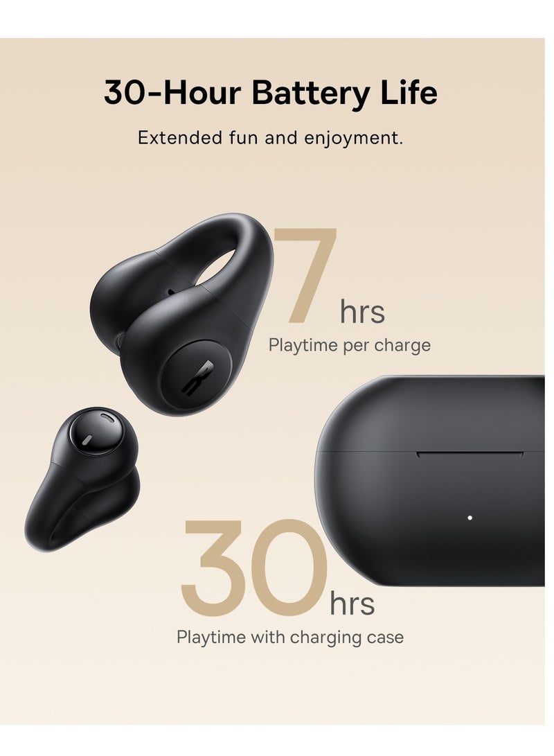 Baseus Bass 15 Clip Open-Ear True Wireless Earphones - Open-Ear Wireless Earbuds with Comfortable Clip Design - Powerful Bass Sound - Fast Charging via Type-C Cable - Sleek Black Color - Baseus New Logo Edition. Black  - Image 4