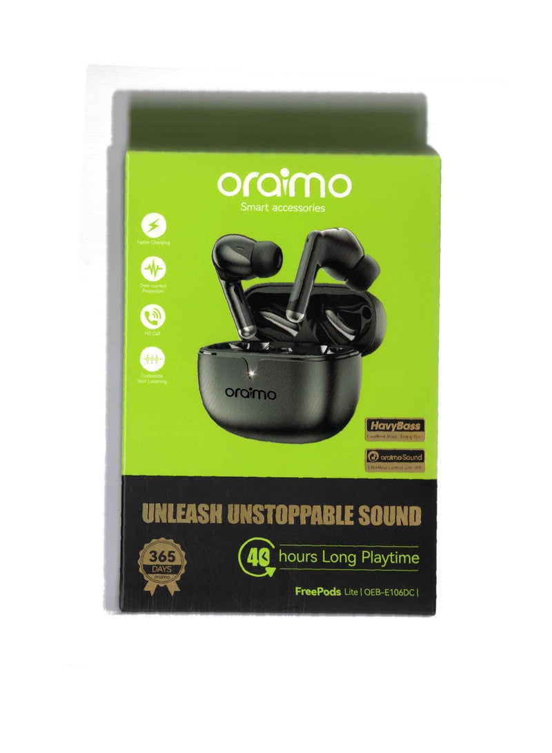 أورايمو FreePods Lite OEB-E106DC – High-Quality Stereo Sound with Comfortable Fit Black  - Image 2