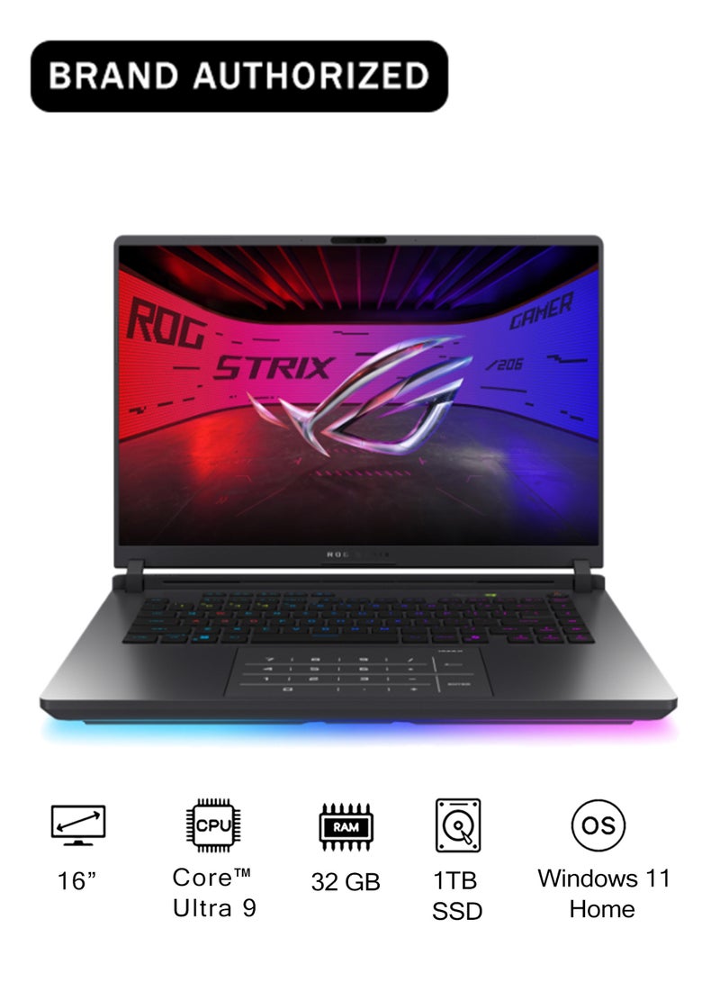 ASUS ROG Strix G16 (2025) Gaming Laptop With 16-Inch Display, Core Ultra 9 275HX Processor/32GB RAM/1TB SSD/16GB NVIDIA GeForce RTX 5080 Graphics Card/Windows 11 Home English Eclipse Gray - Image 1