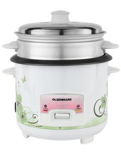 Olsenmark 3 In 1 Automatic Rice Cooker, Cook, Steam and Keep Warm, Aluminum Non-Stick Inner Pot 1 L 400 W OMRC7025 White  - Image 2