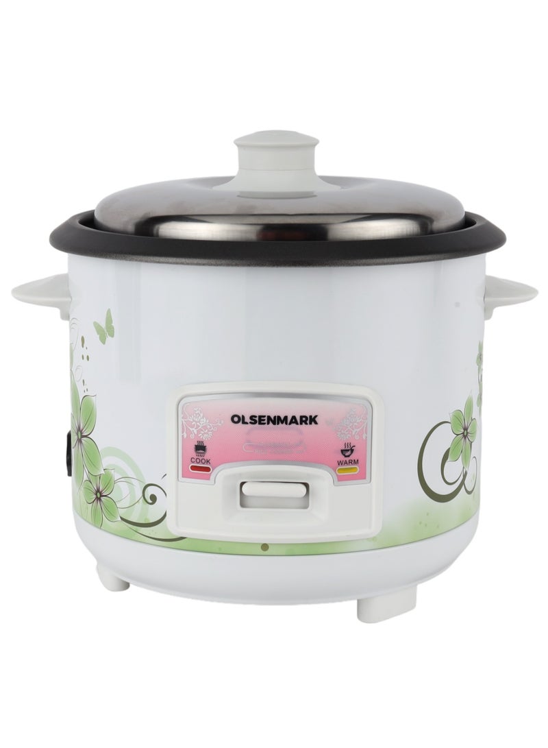 أولسنمارك 3 In 1 Automatic Rice Cooker, Cook, Steam and Keep Warm, Aluminum Non-Stick Inner Pot 1 L 400 W OMRC7025 White  - Image 4