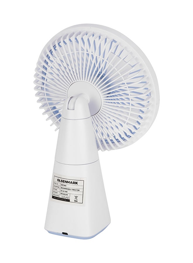 Olsenmark 7" Rechargeable Table Fan 4Spd, Led OMF1945 White  - Image 4