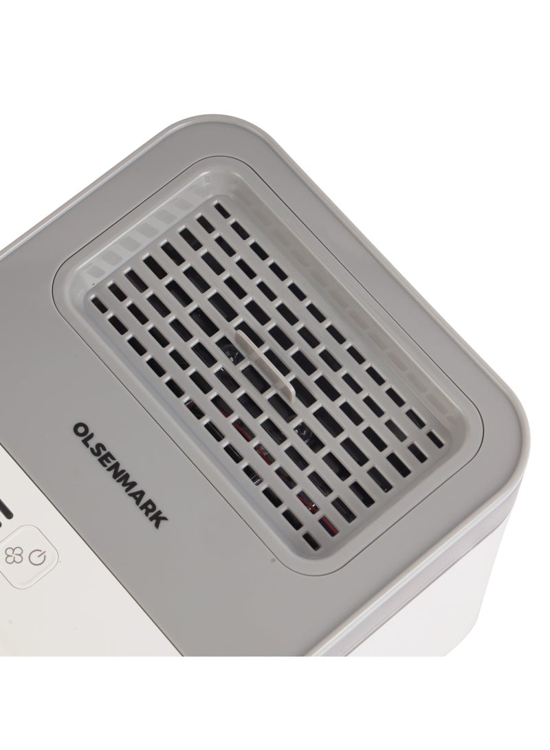 Mini Air Cooler Humidifier, 7-Color LED Light, Sponge Filter/ USB Charging, 3-in-1 Function, Humidifies, Purifies, Cools, Adjustable Directional Vent OMF1877 White
