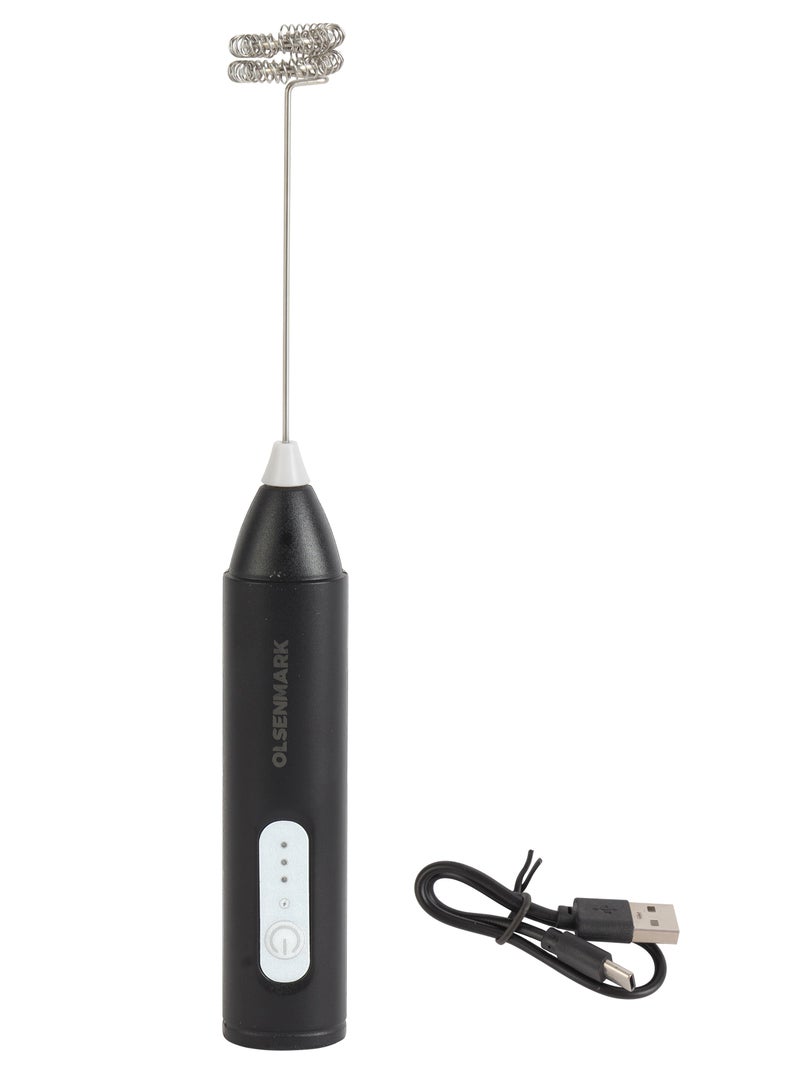 Olsenmark Rechargeable Milk Frother For High Speed Whisking, Ergonomic Grip with 3 Mixing Modes, Light, Medium and Strong/ Used for Milk, Coffee, Eggs, Sauces, Lattes, Hot Chocolates, Shakes, For Kitchen Use, Light-Weight and Highly Durable 1 L 5 W OMMF7038 Black - Image 3