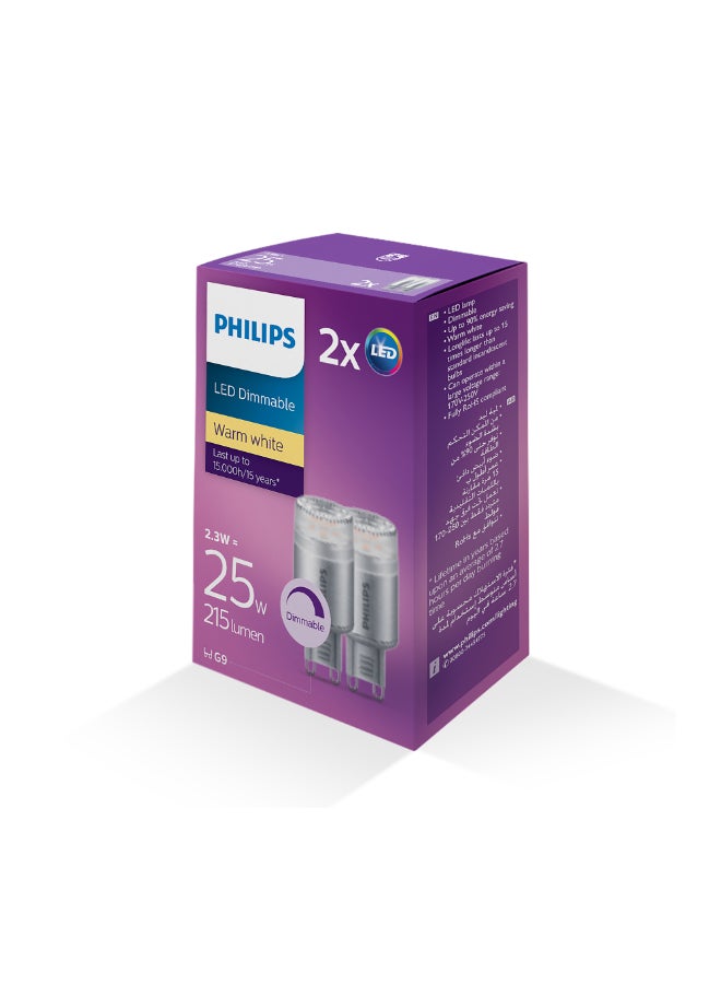 Philips 2700K 2.3W G9 Capsule LED Warm White  16.6 x 10.6 x 15.2 cm PHI-929001232068 Warm White - Image 3