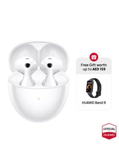 HUAWEI 510 mAh FreeBuds 6 Wireless Earbuds, Ear-fitting Wearing, Dual-driver True Sound, Stable & Clear Calls, Open-fit ANC, 36H Battery Life, IP54 Water-Resistant, iOS & Android, White + Free Band9  - Image 1