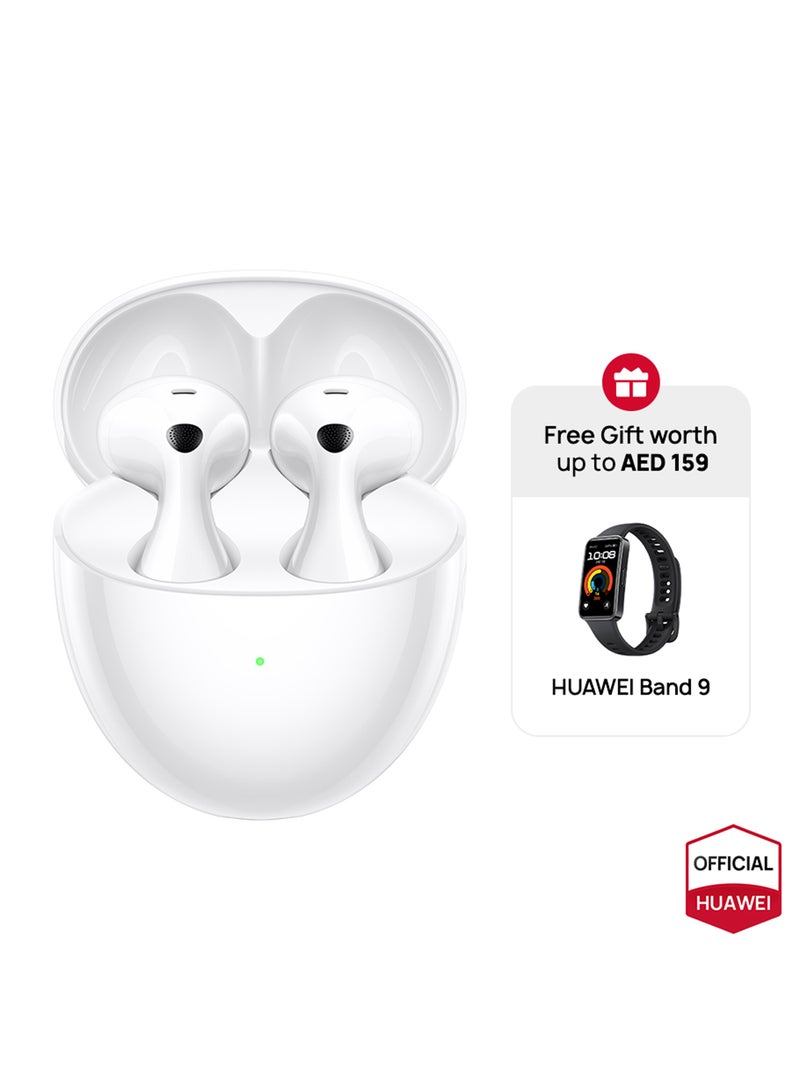 HUAWEI - 510 mAh FreeBuds 6 Wireless Earbuds, Ear-fitting Wearing, Dual-driver True Sound, Stable & Clear Calls, Open-fit ANC, 36H Battery Life, IP54 Water-Resistant, iOS & Android, White + Free Band9 - Image 1