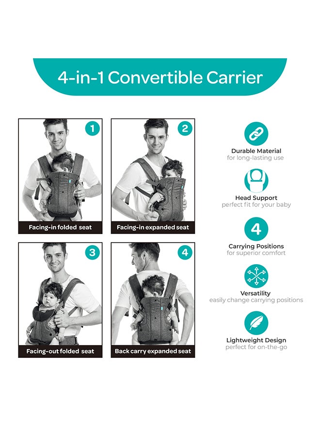 مون KaryGo 4 in 1- baby Carrier-Grey - Image 4