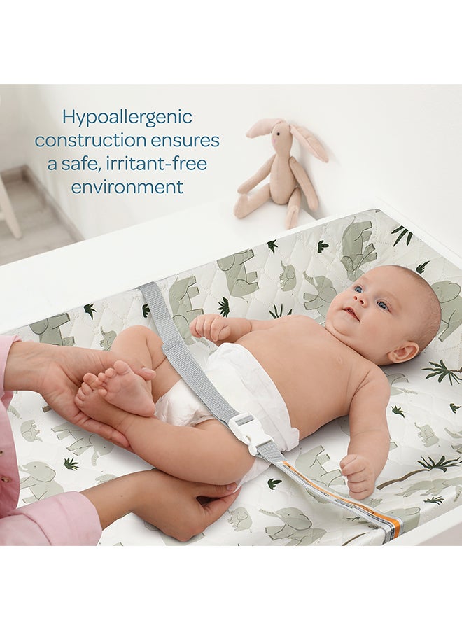 مون Waterproof Contour Diaper Changing Mat Pad, 80x45 cm Elephant - Image 5