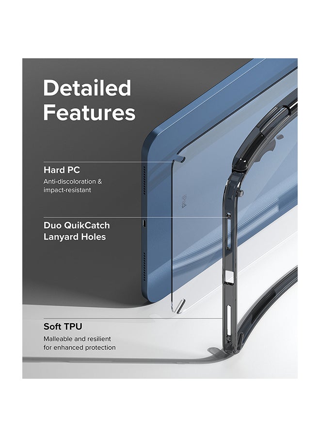 Ringke Fusion For iPad 11th Generation Case (A16, 2025) and iPad 10th Generation Cover (2022) Transparent Shockproof Back with Pencil Holder  -Smoke Black Smoke Black - Image 3
