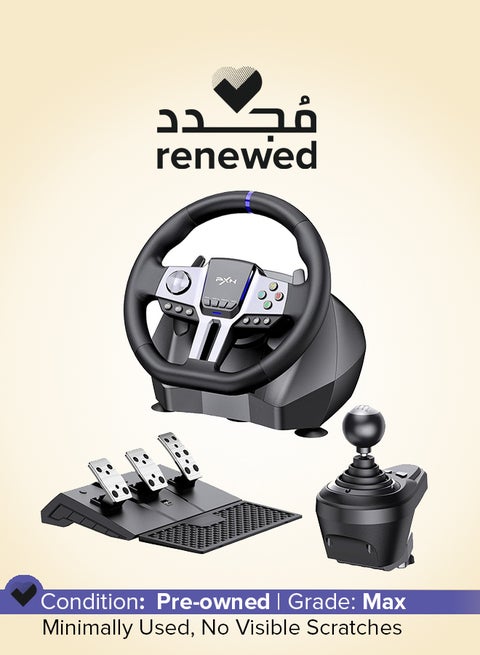 Renewed - V9 Gen2 270°/900° Racing Steering Wheel Bundle with 3-Pedals & 6+R Gear Shifter