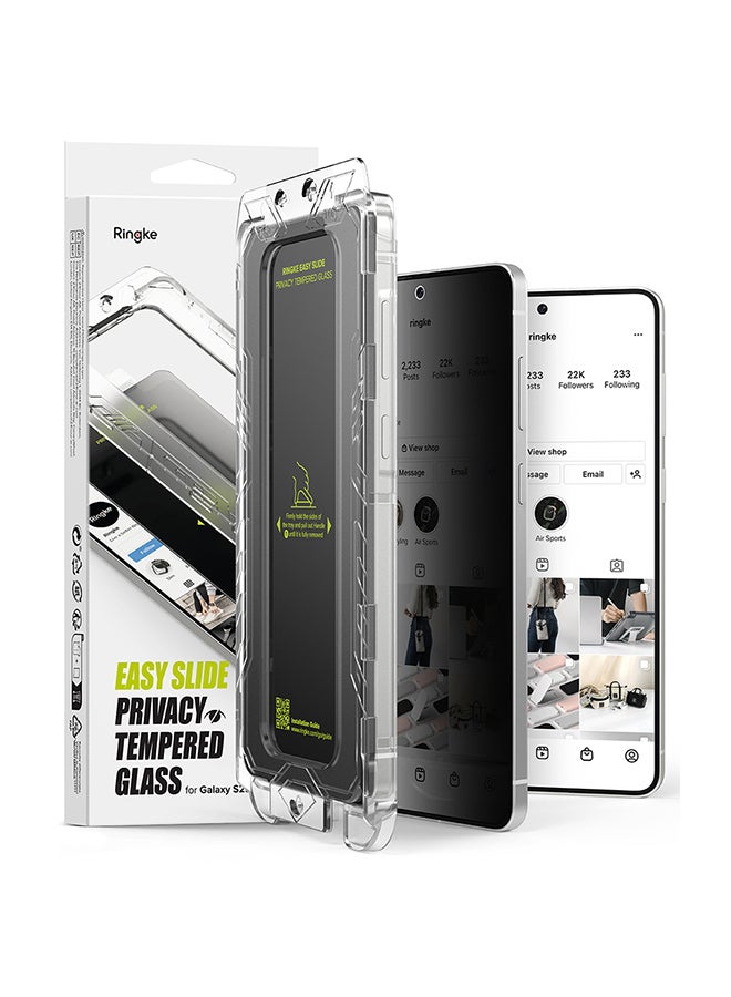 Ringke Privacy Tempered Glass, Easy Slide, Anti Spy, For Samsung Galaxy S25 Edge Screen Protector, Case Friendly Privacy Screen Protector - 2 Pack, W Installation Jig - Clear - Image 1