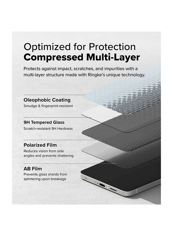 Ringke Privacy Tempered Glass, Easy Slide, Anti Spy, For Samsung Galaxy S25 Edge Screen Protector, Case Friendly Privacy Screen Protector - 2 Pack, W Installation Jig - Clear - Image 3