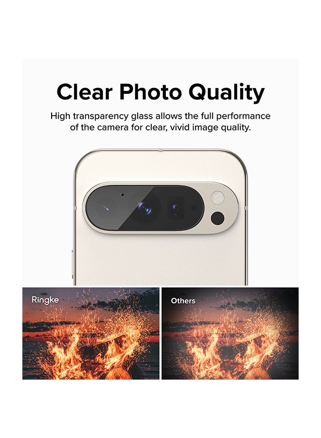 Ringke Camera Lens Frame Glass Protector For Goggle Pixel 9a, Anti-Fingerprint Camera Lens Tempered Glass Covers and Aluminum Alloy Frames Adhesive Coating -3Pack Clear - Image 5