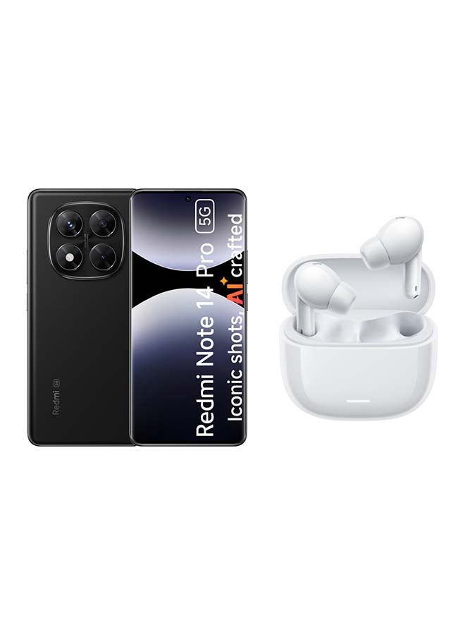 شاومي Redmi Note 14 Pro 5G Midnight Black 12GB RAM 256GB With Redmi Buds 6 Lite - Global Version - Image 1