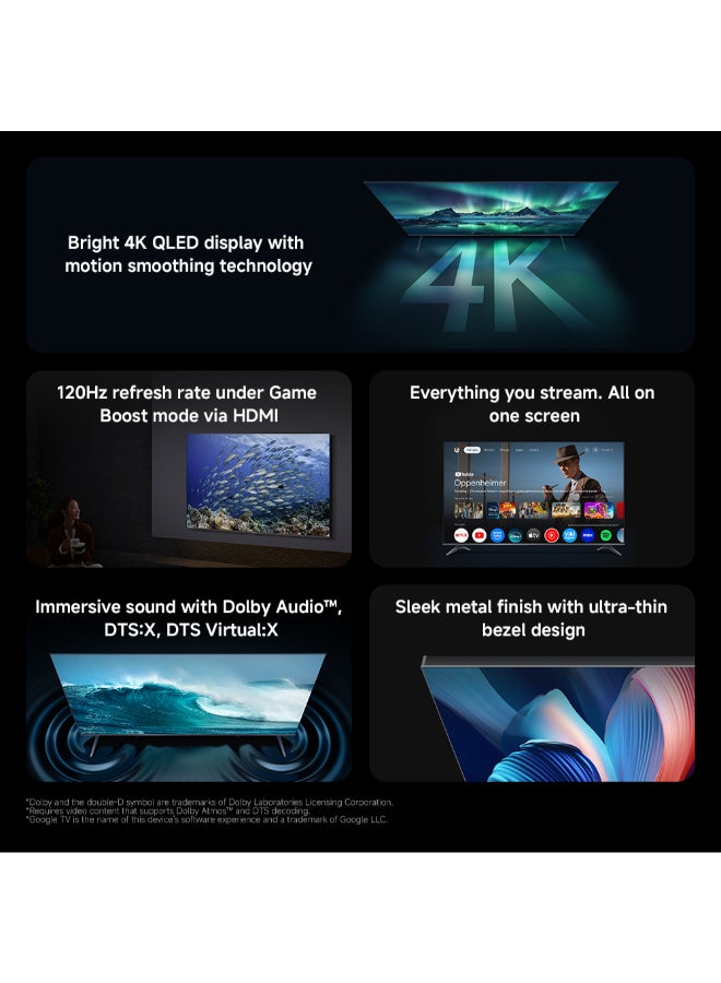 Xiaomi TV A Pro 75" 2026 | Google TV | 4K QLED Display | Dolby Audio, DTS-X, And DTS Virtual:X | Premium Metal Finish| 360° Bluetooth Remote Control L75MB-APME black - Image 2