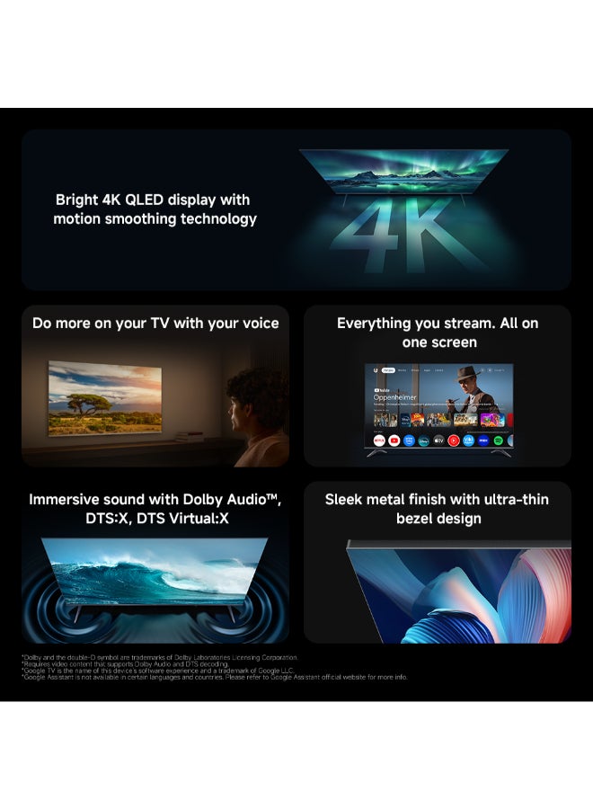 Xiaomi TV A Pro 43" 2026 | Google TV | 4K QLED Display| Dolby Audio, DTS-X, And DTS Virtual:X | Premium Metal Finish| 360° Bluetooth Remote Control L43MB-APME black - Image 2