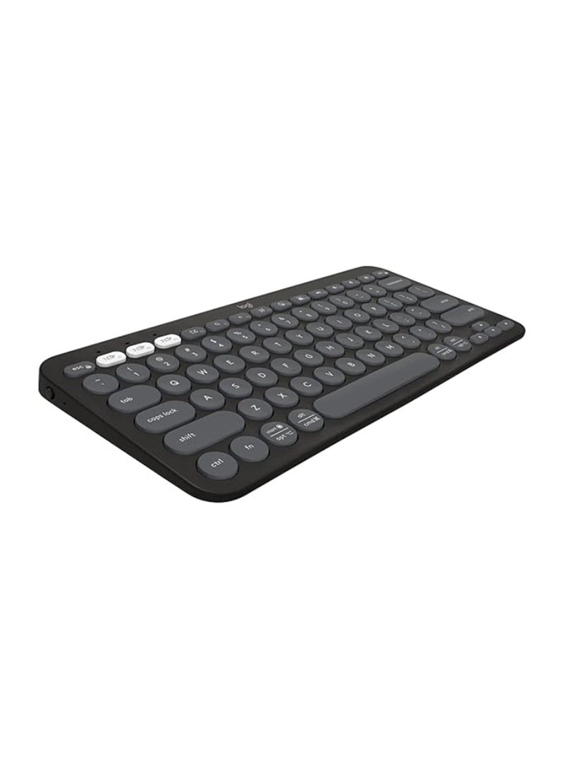لوجيتيك Pebble Keys 2 K380s, Multi-Device Bluetooth Wireless Keyboard with Customizable Shortcuts, Slim and Portable, Easy-Switch for Windows, macOS, iPadOS, Android, Chrome OS - Tonal Graphite Black - Image 1