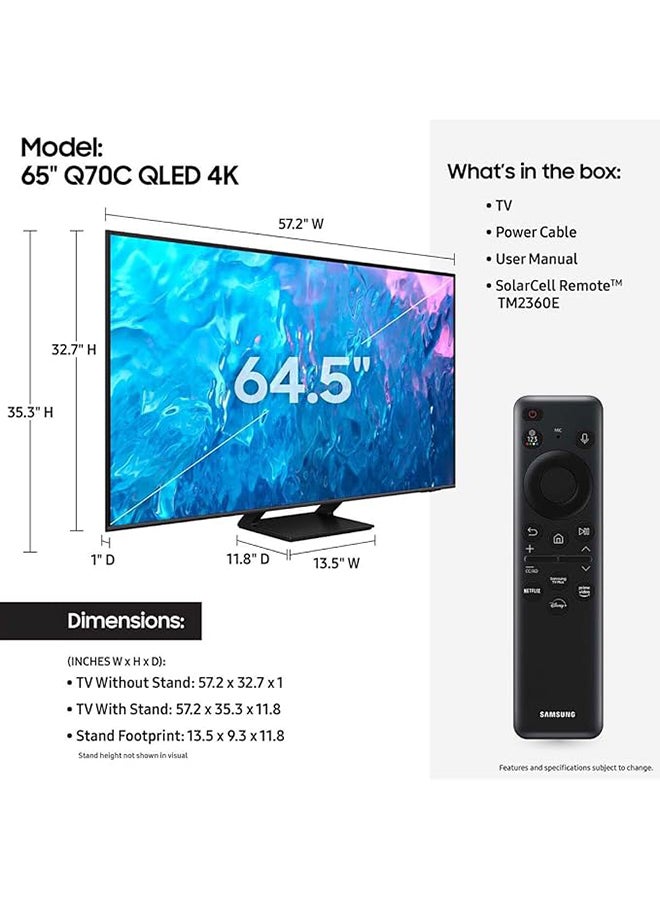Samsung Renewed - 65 Inch QLED 4K Smart TV 2023 QA65Q70CAU Titan Gray  - Image 2