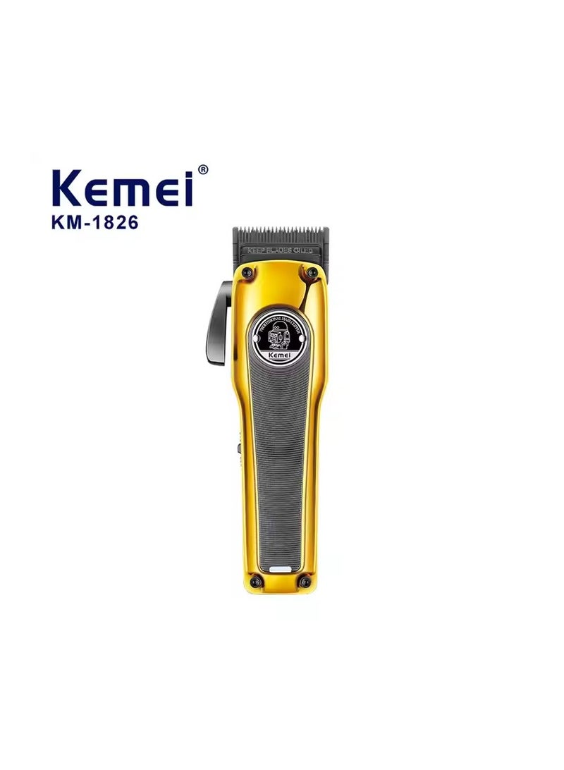 Kemei High-Performance Hair Clipper with 7000 RPM Motor, 4 Limit Combs, Oil, Brush, and USB Rechargeable Cable gold  - Image 1