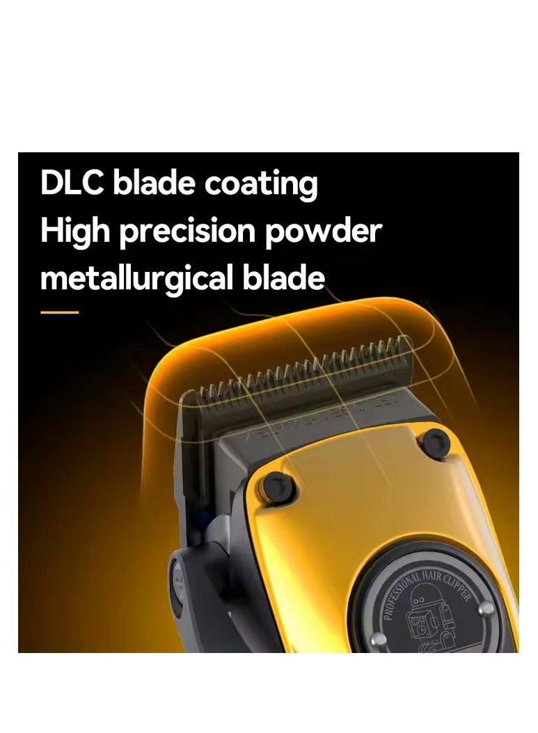 Kemei High-Performance Hair Clipper with 7000 RPM Motor, 4 Limit Combs, Oil, Brush, and USB Rechargeable Cable gold  - Image 5