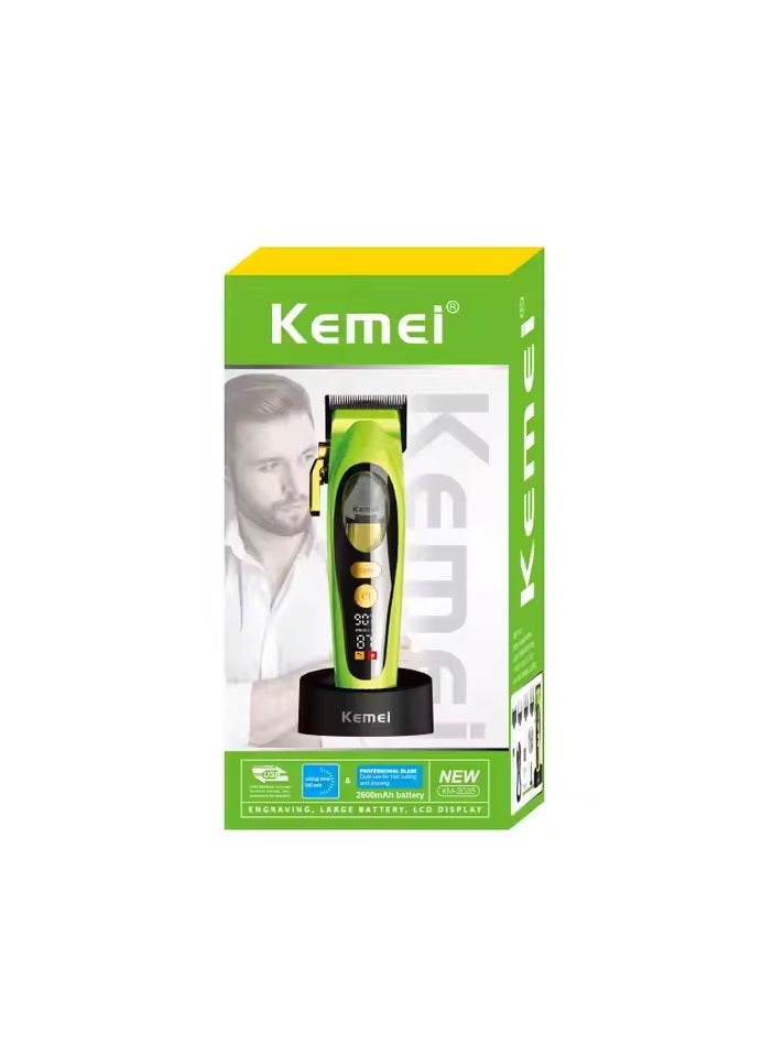 Kemei High-Performance Hair Clipper with 9000RPM Motor, 4 Limit Combs, Oil, Brush, and USB Rechargeable Cable multicolour  - Image 2