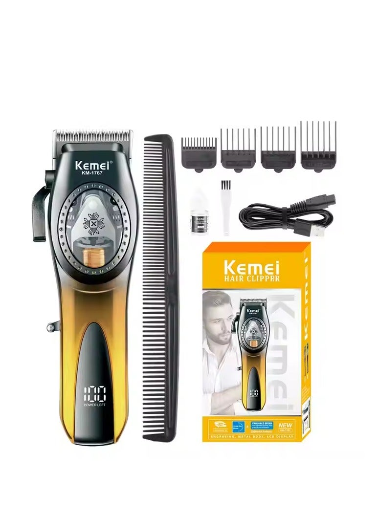Kemei Versatile Hair Clipper with Professional Cutter Head, Blade Adjuster, and USB Charging KM-1768 Multicolour  - Image 1
