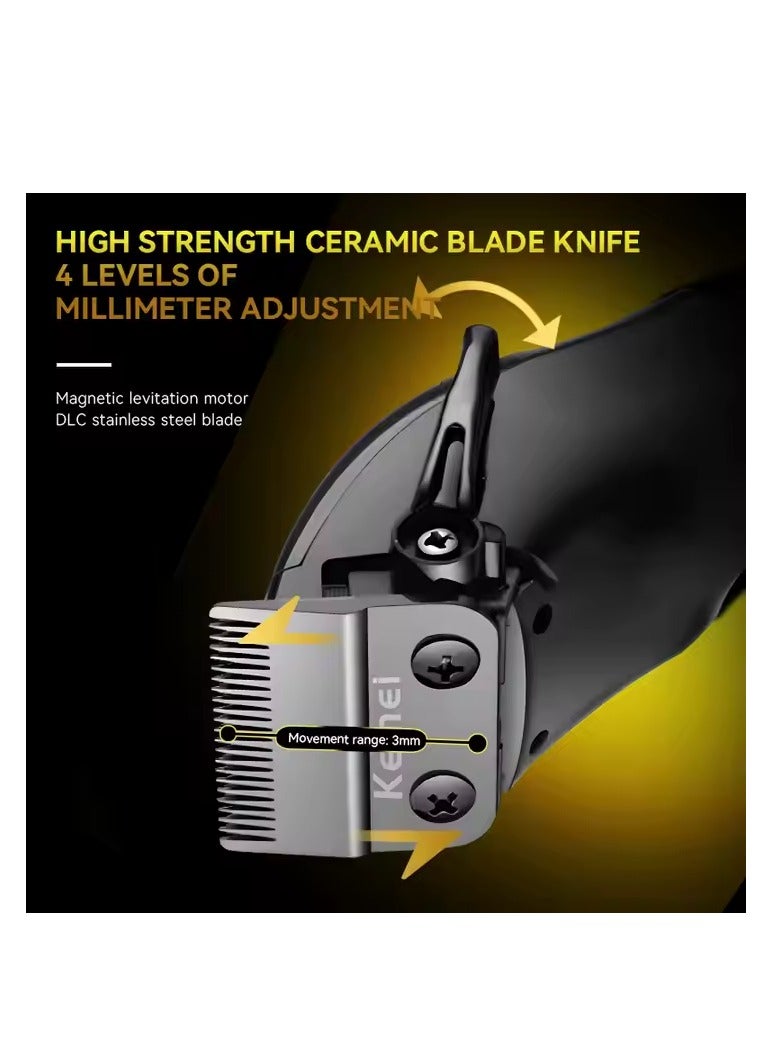 Kemei Versatile Hair Clipper with Professional Cutter Head, Blade Adjuster, and USB Charging KM-1768 Multicolour  - Image 3