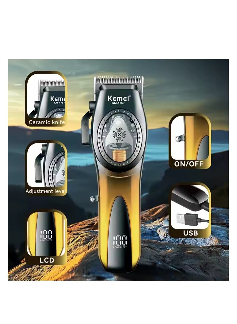 Kemei Versatile Hair Clipper with Professional Cutter Head, Blade Adjuster, and USB Charging KM-1768 Multicolour  - Image 4